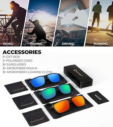Miniatura 8 de KALIYADI Gafas de sol polarizadas para hombre, gafas de sol ligeras con protección UV para conducir, pescar y jugar golf