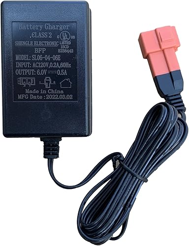 Cargador de batería de 6.0V 0.5A para paseo en juguetes niños paseo en coche, SL06-04-06E 6 voltios adaptador de corriente de batería enchufe