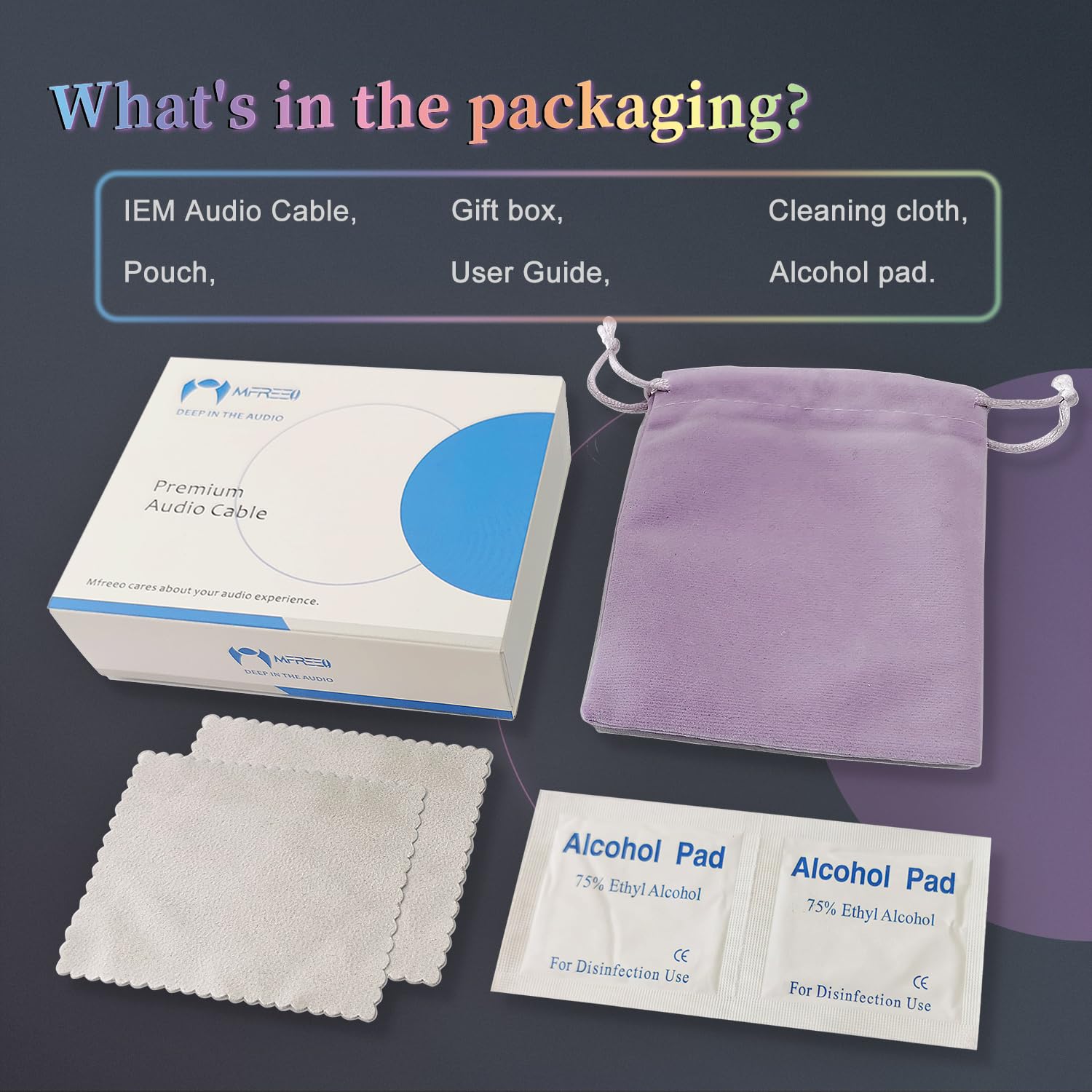 Premium IEM Earphone Audio Cable, Silver-Plated Square Structured Core Wire, Balanced Upgrade Cable, Braided Hi-Fi Replacement Extension Cord 1.2M (4.4mm Jack to MMCX)