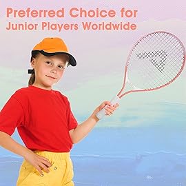 AMA SPORT Kids Tennis Racket for Junior Toddlers Starter Kit 17-25 for Girls and Boys - 4 Color Kids Tennis Rackets Age 2-12 with 420D Nylon Shoulder Strap Bag