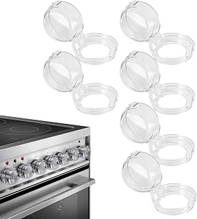 6 pieces of stove buttons child secure, self-adhesive child fuse, stove, twist knobs, universal suitable for up to a diameter of 4.8 cm and a height of 4 cm, between the centres 6 cm