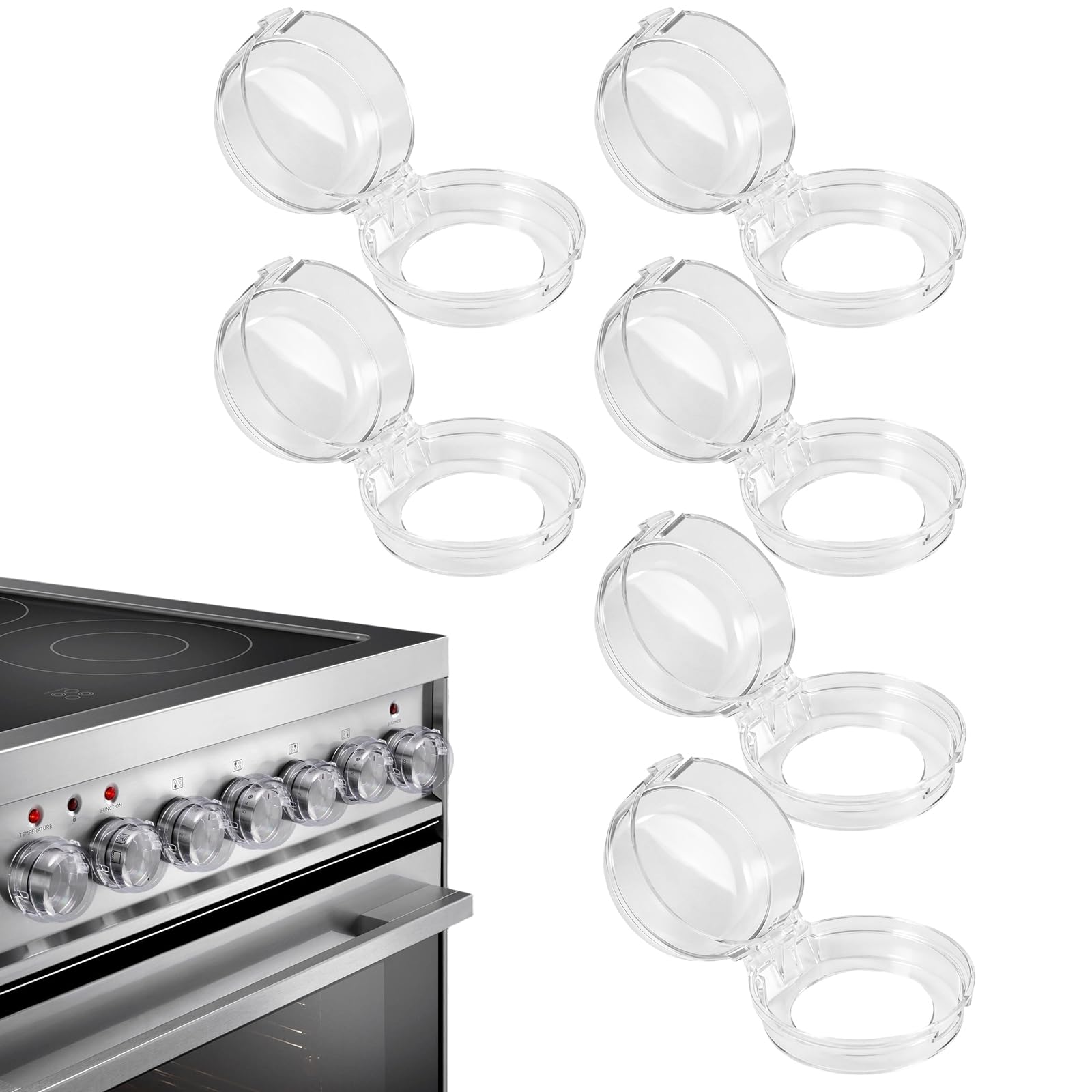 Cache-Boutons de Cuisinière Sécurité Enfant Autocollants Diamètre 4,9 cm Hauteur 4 cm Espacement 6,1 cm