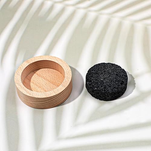 Miniatura 3 de Difusor de roca de lava, accesorios de sauna, pequeño difusor de roca de lava con base de madera de haya natural para sauna, difusores pasivos,