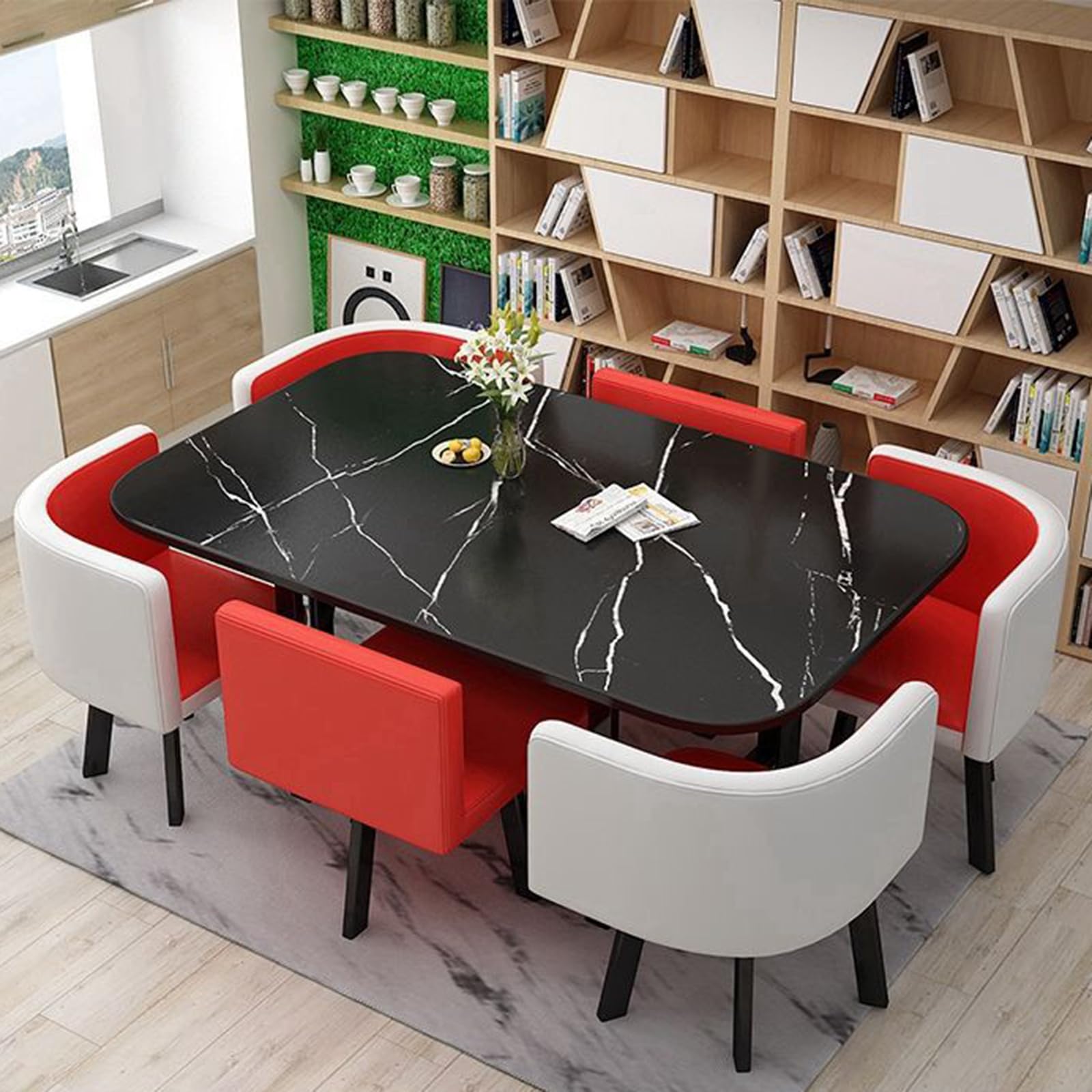 Amazon.co.jp: モダンな7点ダイニングテーブルセット（6人用）バー