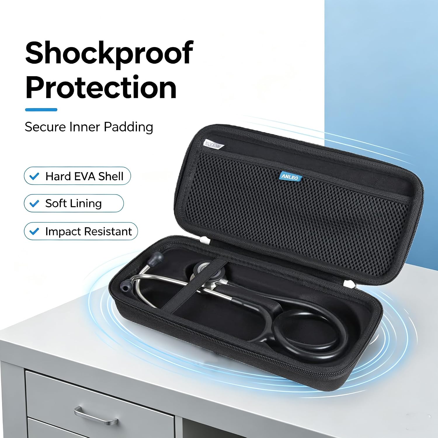 Anleo EVA Hard Travel Case for 3M Littmann Classic III Monitoring Stethoscope - Shockproof Protective Storage (Case Only) (Black)