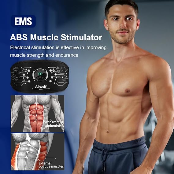 Ab Stimulator Muscle Toner,Abs Muscle Stimulator Abdominal Toning Fitness Belt for Men and Women Black