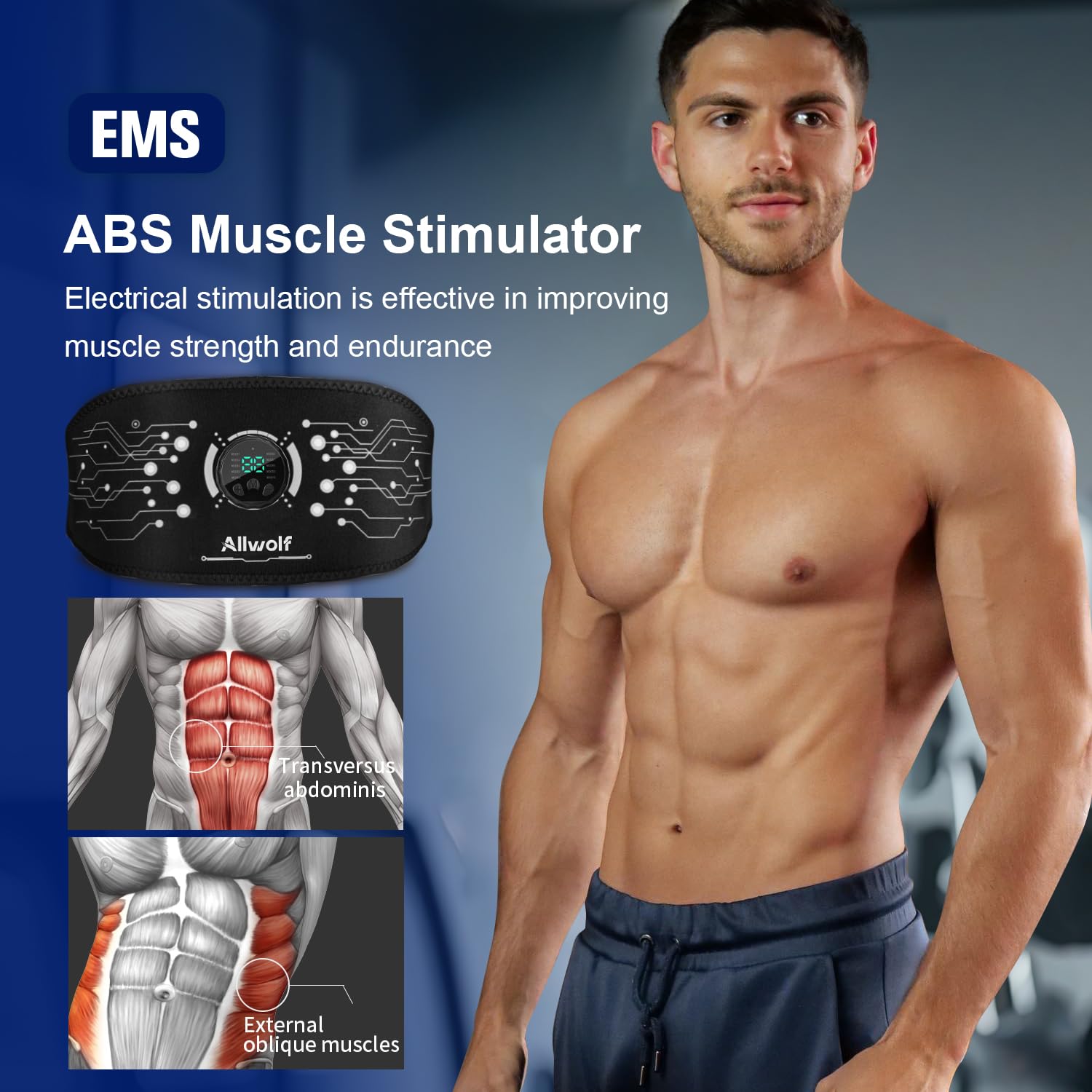 Ab Stimulator Muscle Toner，Abs Muscle Stimulator Abdominal Toning Fitness Belt for Men and Women Black — Amazon image 2