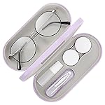 MoKo Double Eyeglass Case, Contact Lens Case with Mirror Tweezers Remover, 2 in 1 Double Sided Portable Contact Lens Box Holder Container Soak Storage Kit Sunglasses Pouch for Men & Women, Lilac