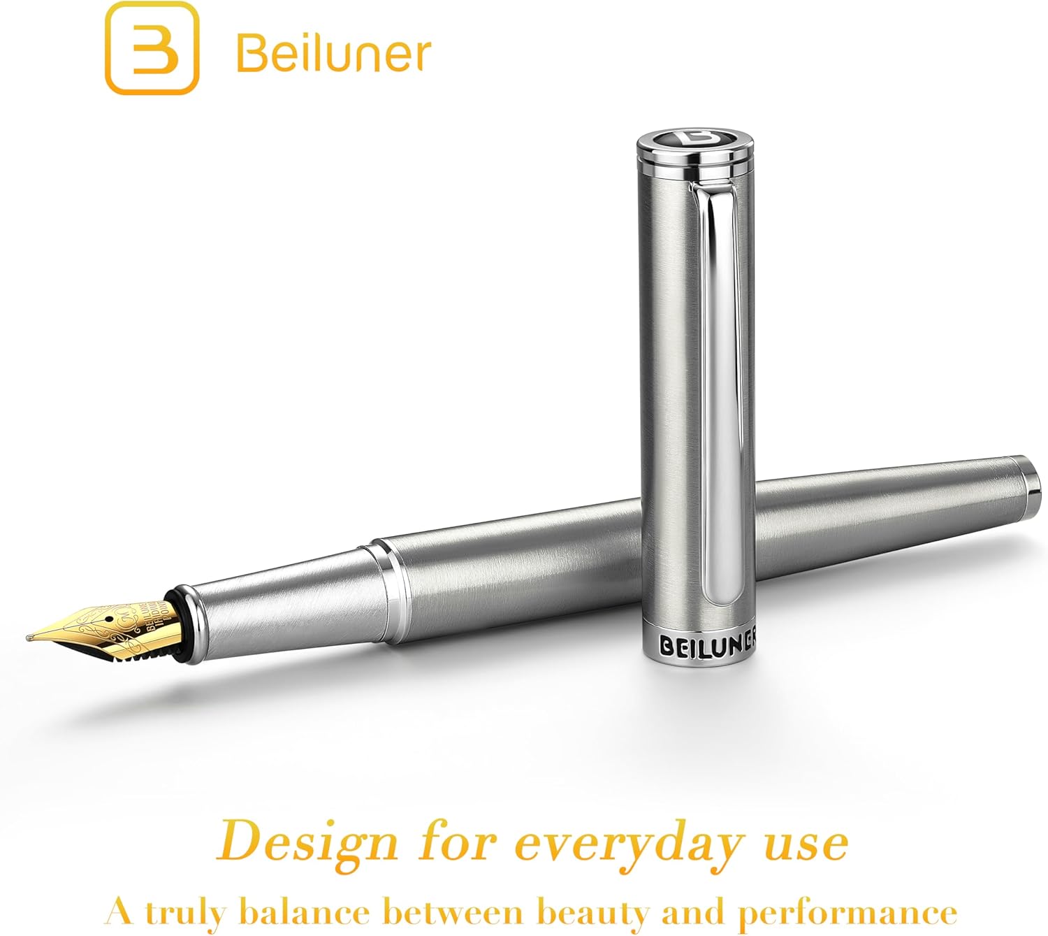 Luxury Fountain Pen Set, Solid 24K Gilded Fine Nib, Sier