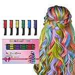 New Hair Chalk Comb Temporary DIY Hair Color for girls kids age 4 5 6 7 8 9 10 Washable Hair Chalk for Birthday Cosplay, LGBT Pride day Party(Red,Orange,Yellow,Green,Blue,Purple)