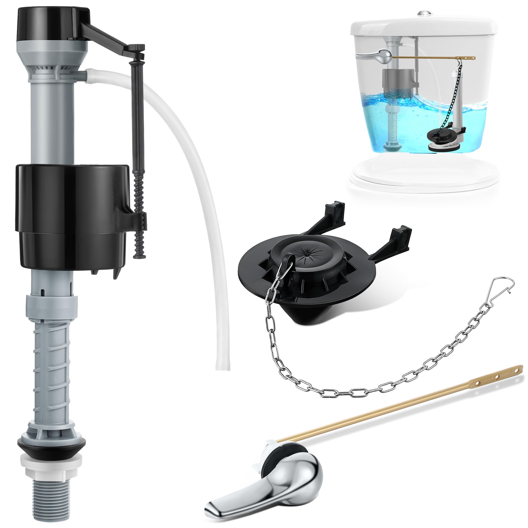 Kit rechange universel pour réservoir toilettes mécanique complet pour réparer les WC
