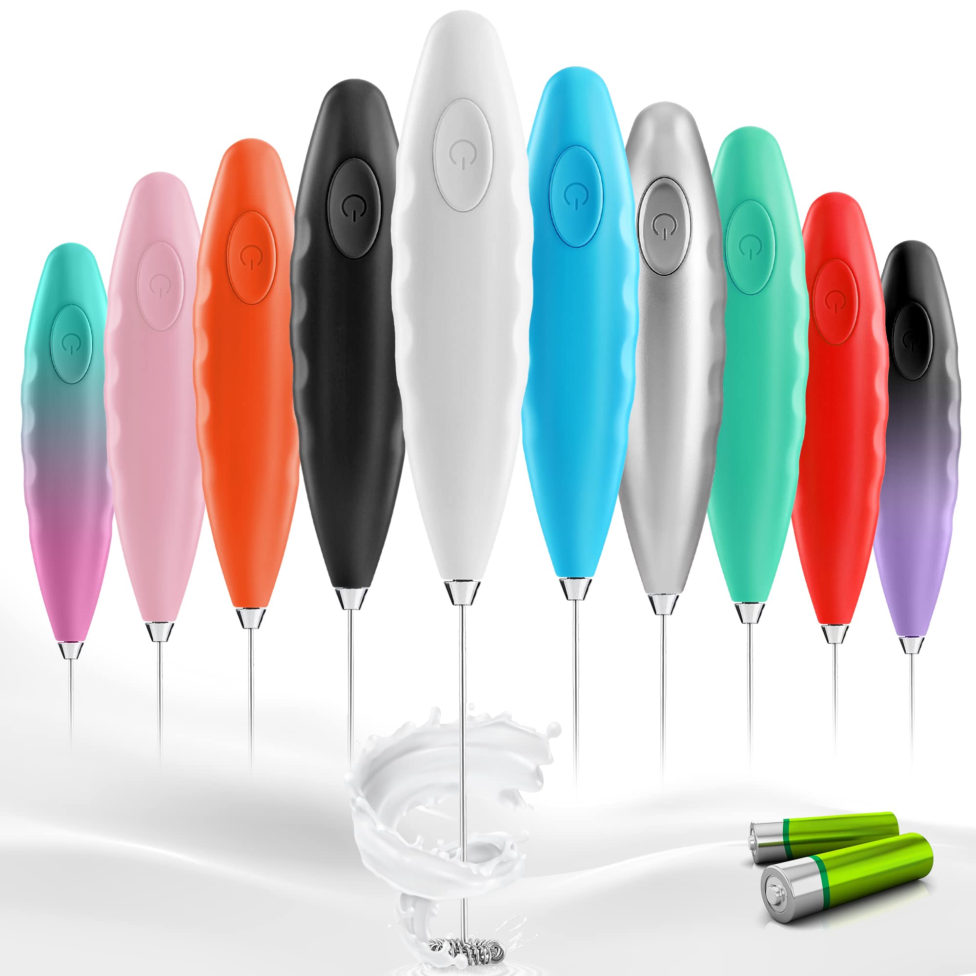 Milk BossMilk Frother for Coffee - Comfort Grip Matcha Whisk - Electric Matcha Mixer and Mixer Electric Handheld - Coffee Frother Handheld - Electric Drink Mixer With Batteries Included (White)