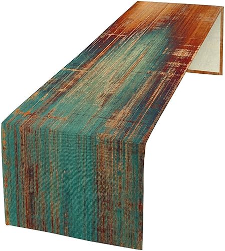 Miniatura 35 de Camino de mesa ondulado retro, abstracto, colorido, arcoíris, ondas, remolinos, lindo, bohemio, estético, para casa de campo, cocina, mesa de