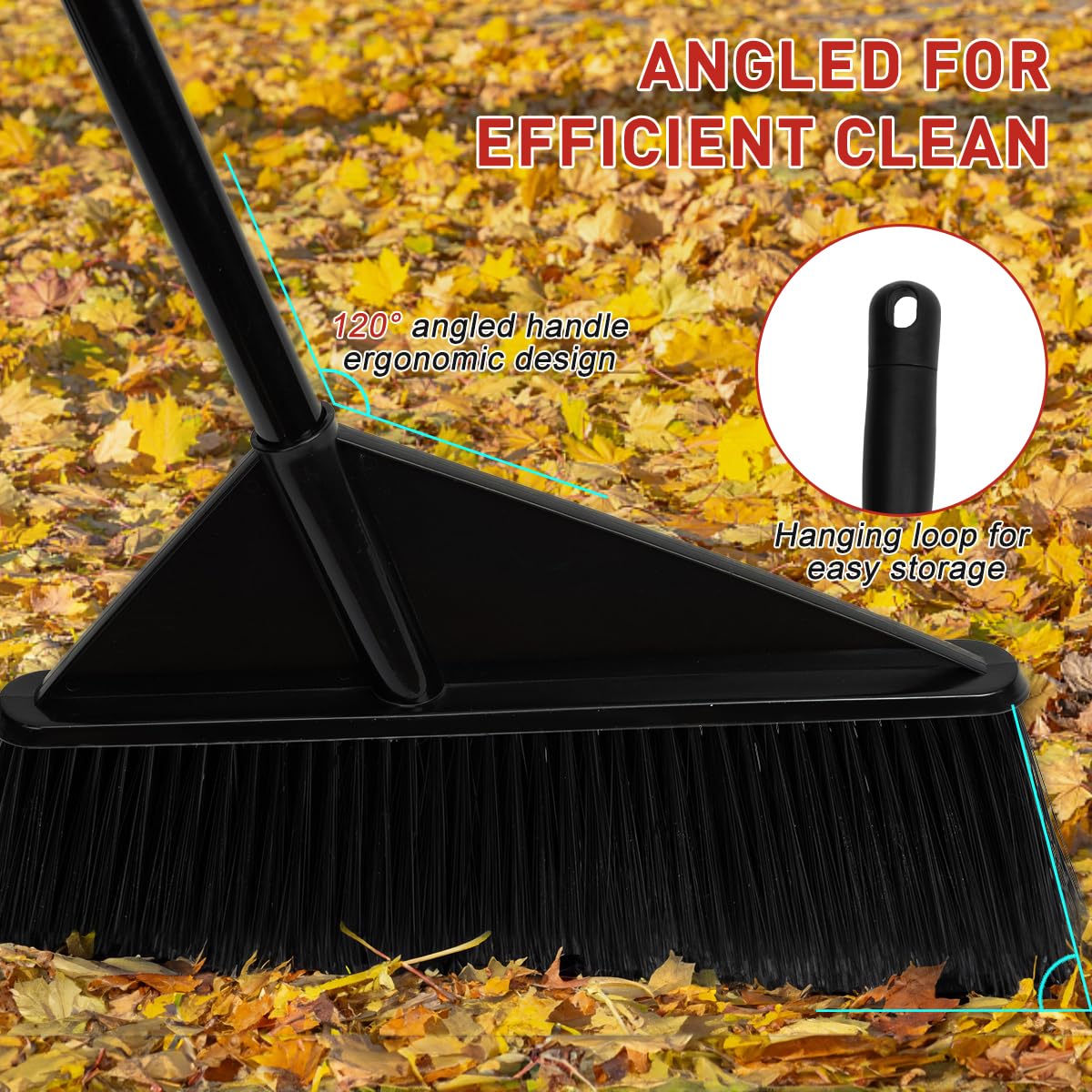 Outdoor Broom Heavy Duty 62 Long Handle Brooms For Sweeping Outside Stiff Bristle