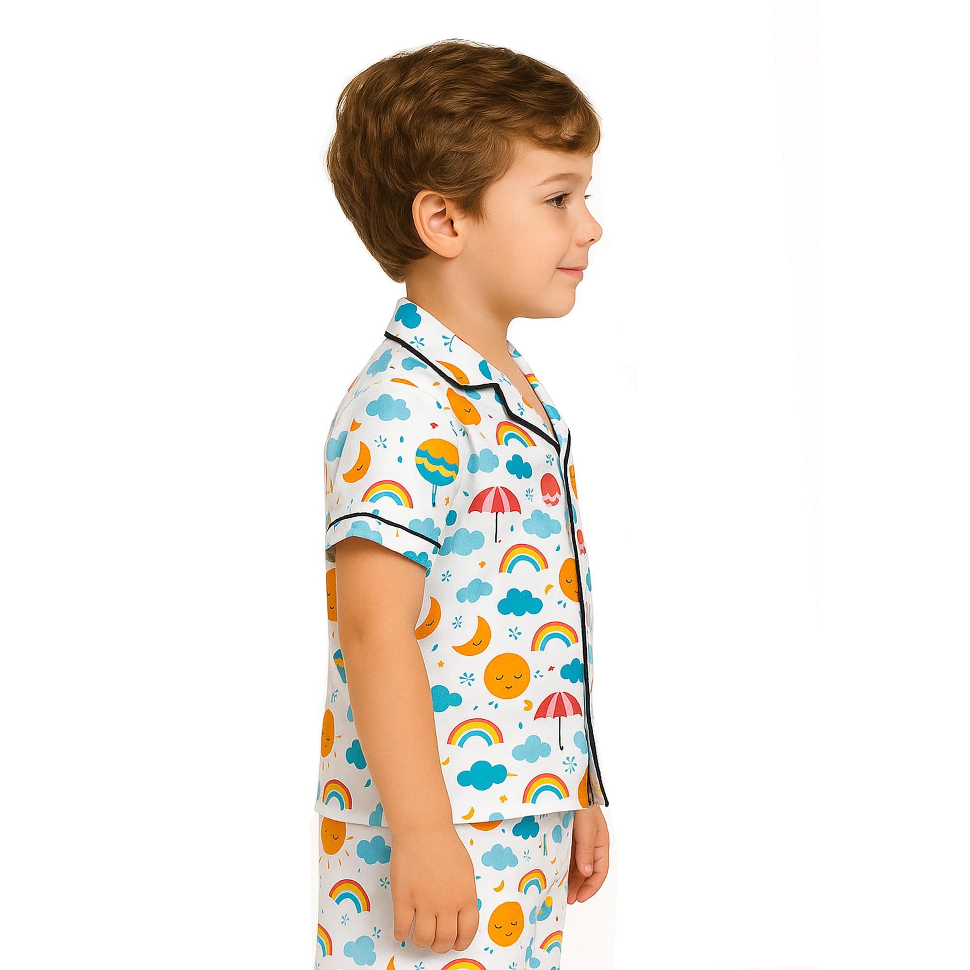mininest Half Sleeves Multicoloured Graphic Printed Unisex Night Suit | Night wear | Sleep Suit for Kids (4-5 Years) 2