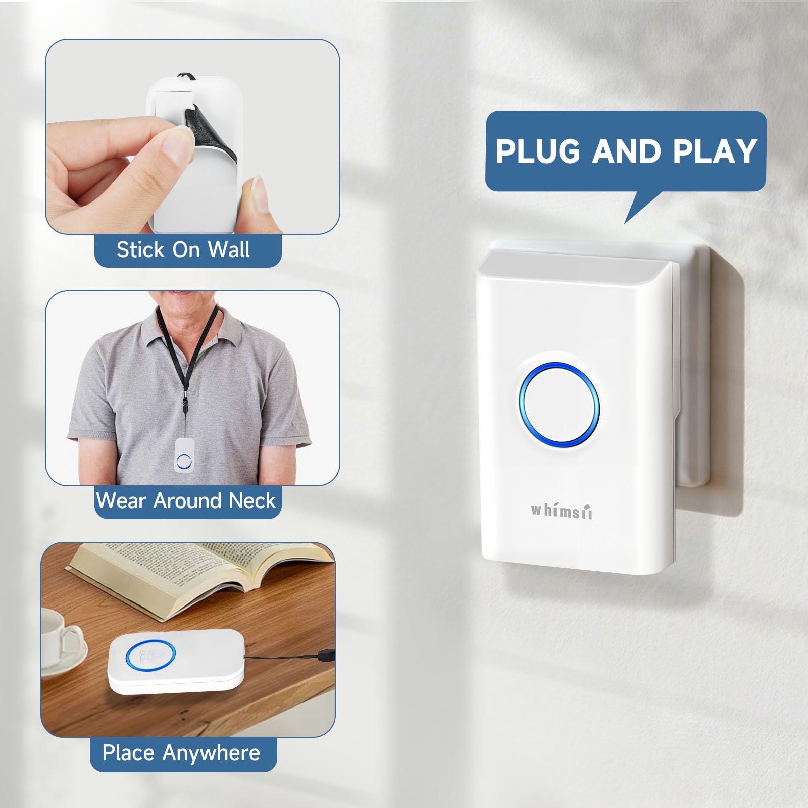 Emergency Button for Elderly & Senior Alert Pager – Home Intercom with SOS Button, Emergency Watch for Seniors, Telecare System & Fall Alarm for Older Adults (Sos Button)