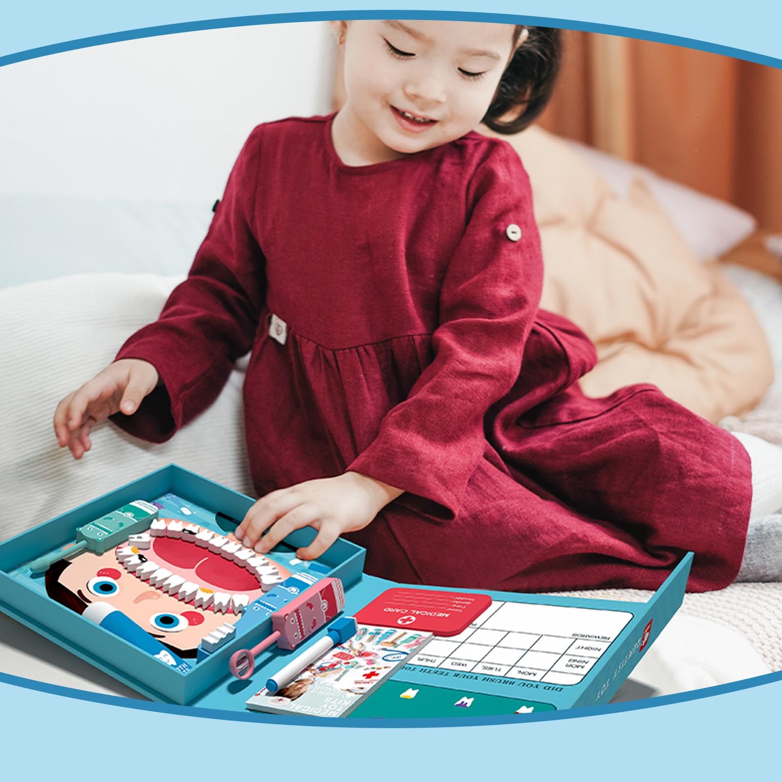 KUKUTrue® Montessori Toy 3 4 5 Years, Montessori Toys for 3 Year Olds, Kids Doctors Set, Dentist Toys for Kids Busy Book - Image 2