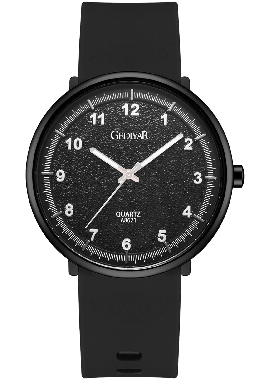 Mens Minimalist Watches with Slim Case Ultra Thin Waterproof Fashion Sports Analog Quartz Simple Wrist Watch for Men(A8621 Black Silicone), A8621 black silicone, GEDIYAR