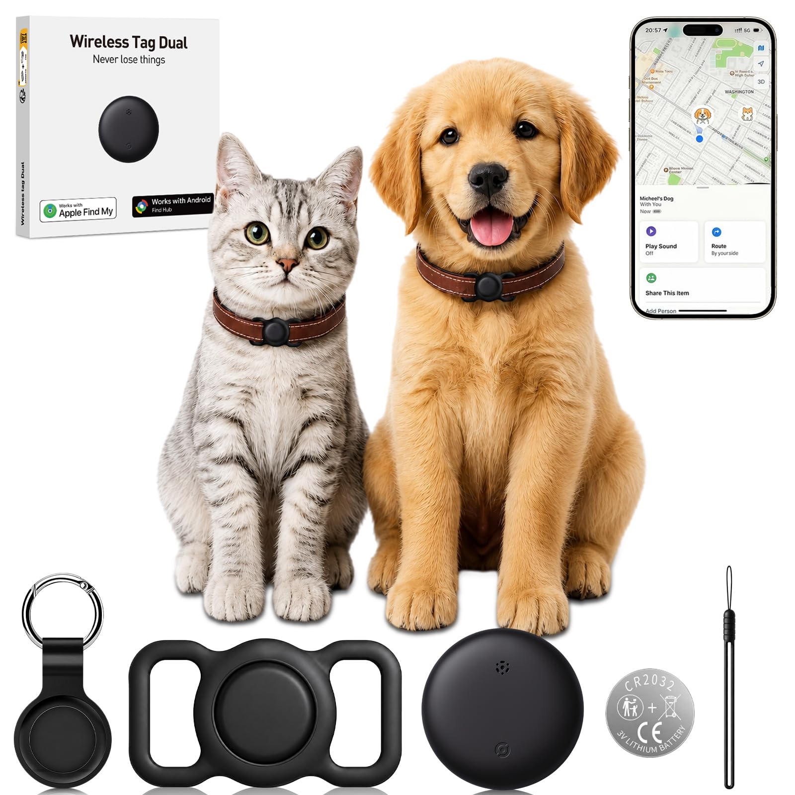 GPS Tracker Katze Ohne ABO, Kompatibel mit iOS & Android, Mini Tracker für Katzenhalsband, Wasserdichter Ortungstracker für Katzen Hunde und kleine Haustiere, Weltweite Standortsuche-3