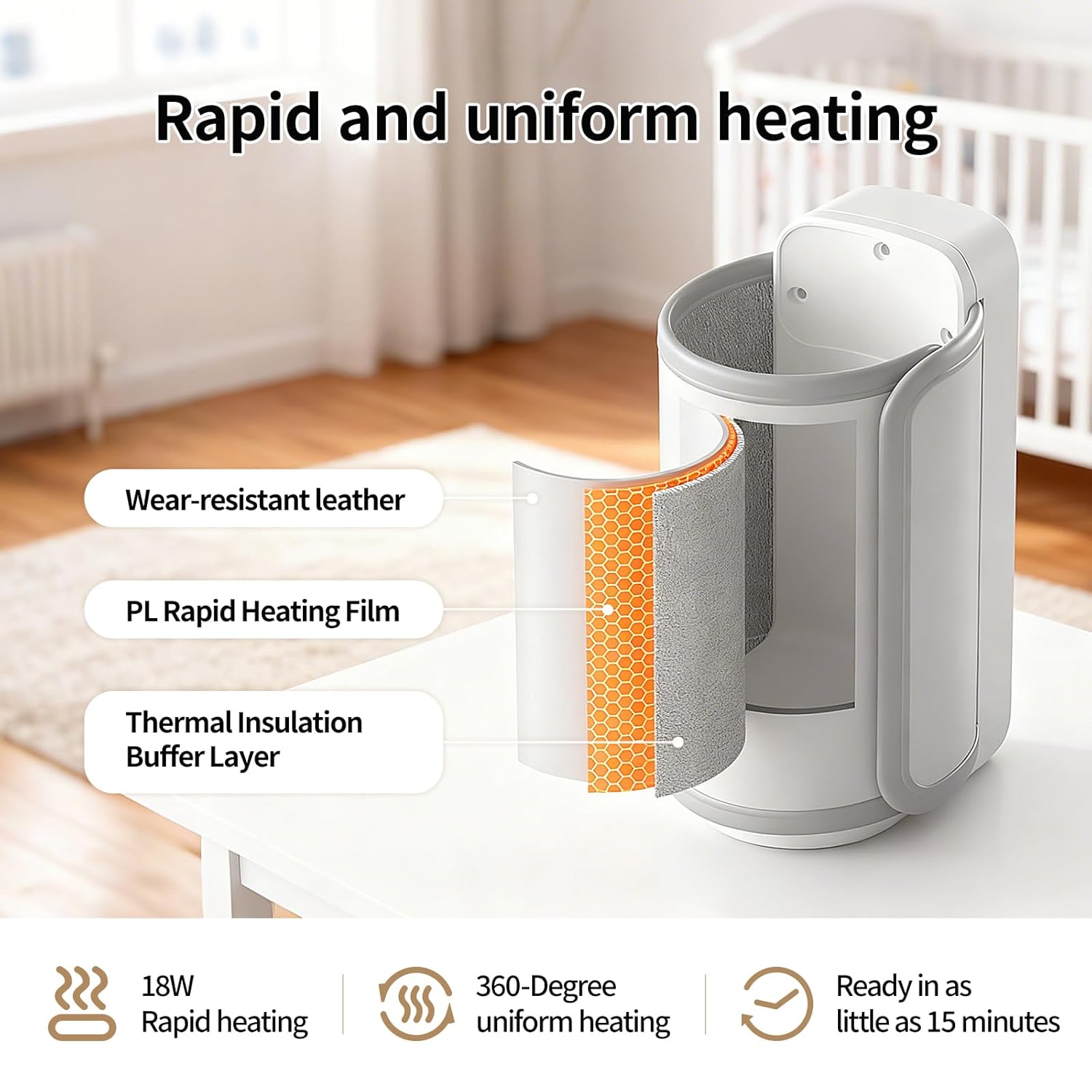 Portable Travel Baby Cordless Bottle Warmer,Baby Breastmilk and Formula Bottle Warmer,6000 mAh Rechargeable Battery,Digital Display Temperature Water Warmer On the Go,Feeding-Friendly Baby Essentials