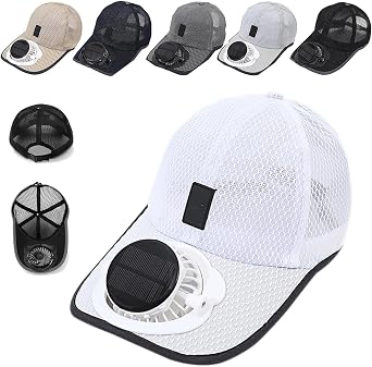 Solar Rechargeable Peak Cap, Adults Mesh Baseball Cap Fishing Beach Hats with Solar Fan, Summer UV Protection Sun Hat