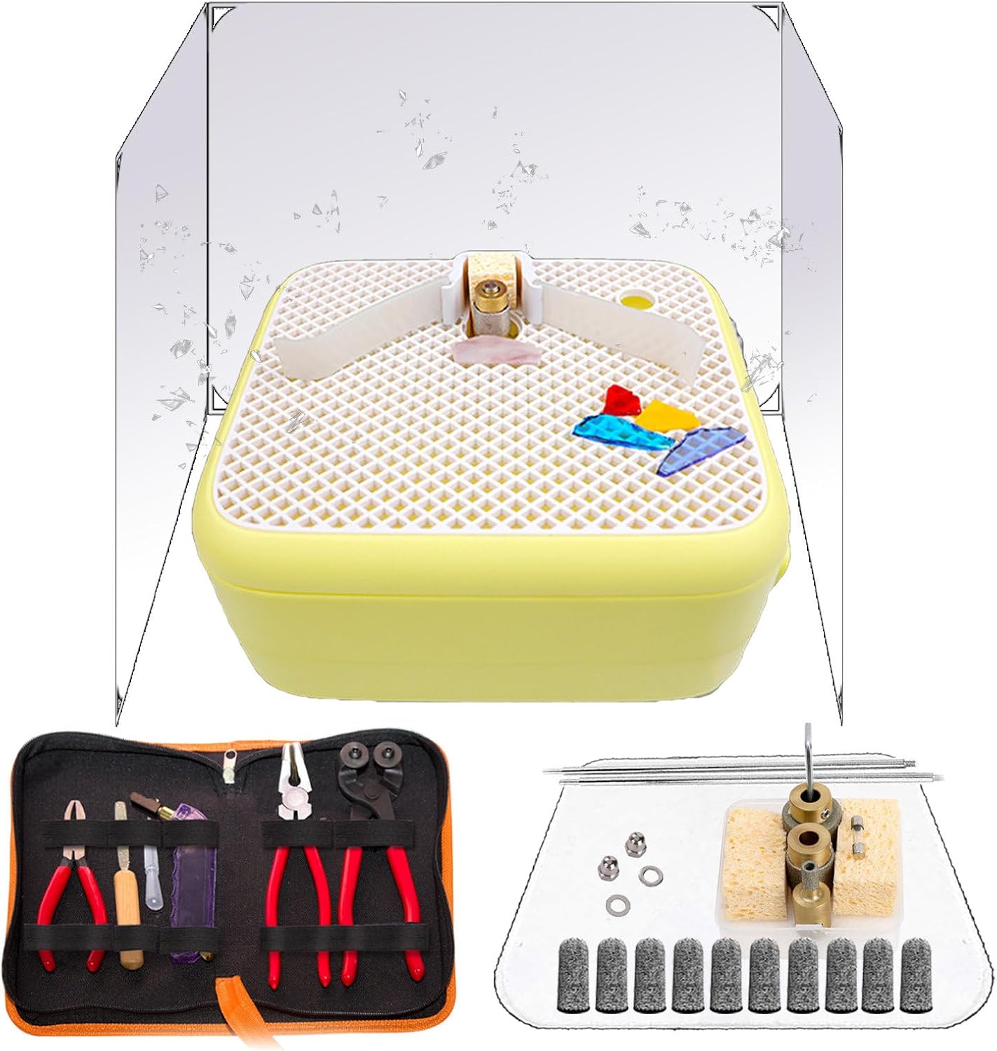 Mini Stained Glass Grinder Machine & Stained Glass Cutter Kit&Splash