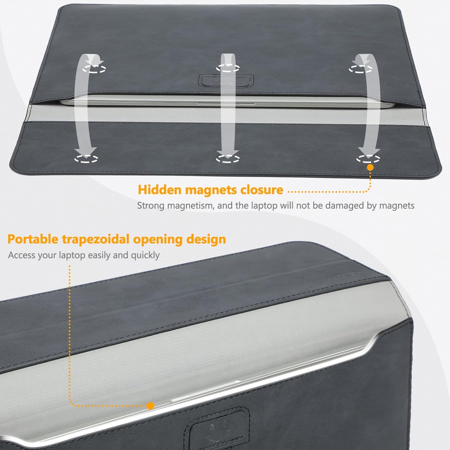 HYZUO 15-16 Inch Laptop Sleeve Case with Stand Feature for MacBook Pro 16 M4/M3/M2/M1 Pro/Max 2026-2019, XPS 15, MacBook Pro 15 2015-2012, Samsung Galaxy Book Flex/Pro 15, Graphite - Image 4