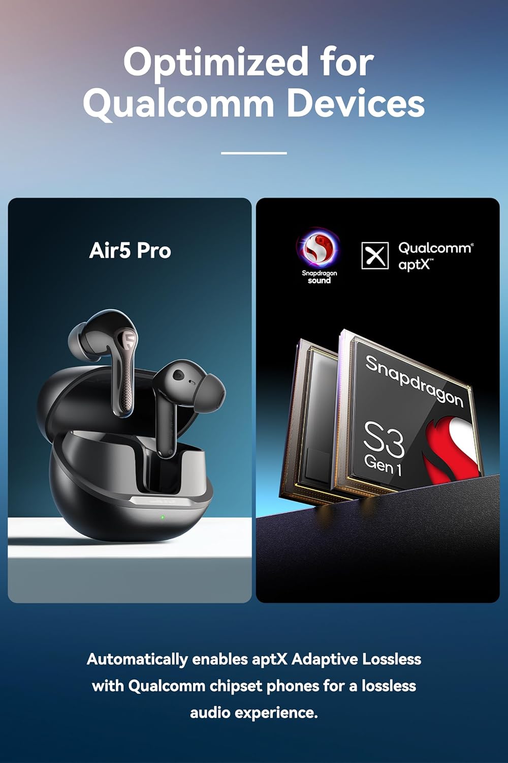 SoundPEATS Hi-Res Wireless Earbuds, LDAC & aptX Lossless, 10mm Hi-Fi Driver, Snapdragon Sound, Adaptive ANC, 37H Battery, BT 5.4, IPX5 Waterproof, Multipoint Connection - Image 3