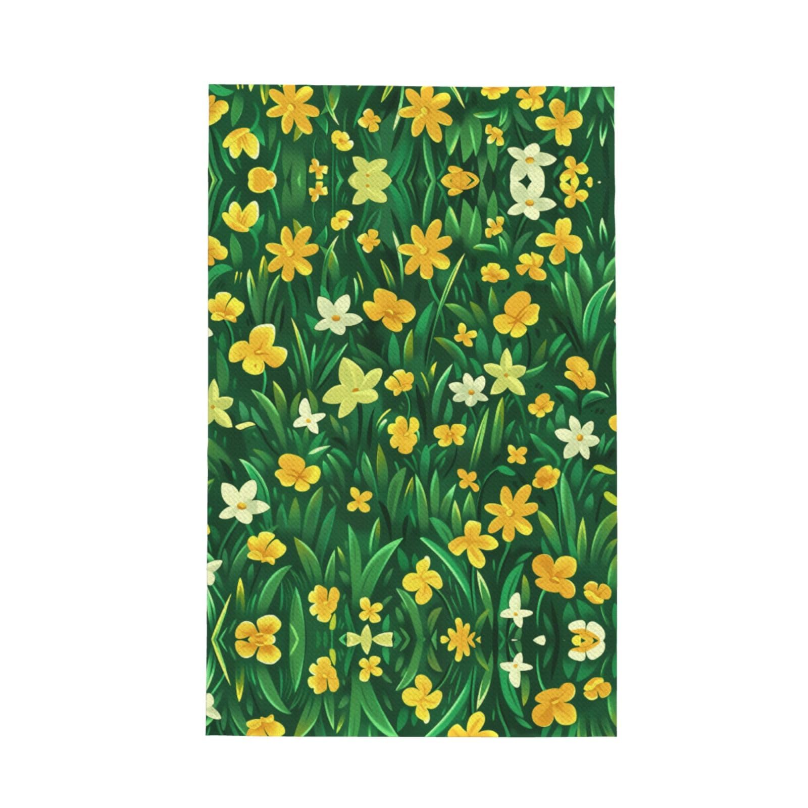 Xxahnbm Black Animation Yellow Grassland Print Waffle Kitchen Towel,Absorbent Hand Towel