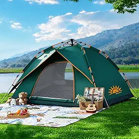 Barraca de Acampamento a Prova d'água,Barraca Camping Automático 3-4 Pessoas 210 * 210 * 138cm