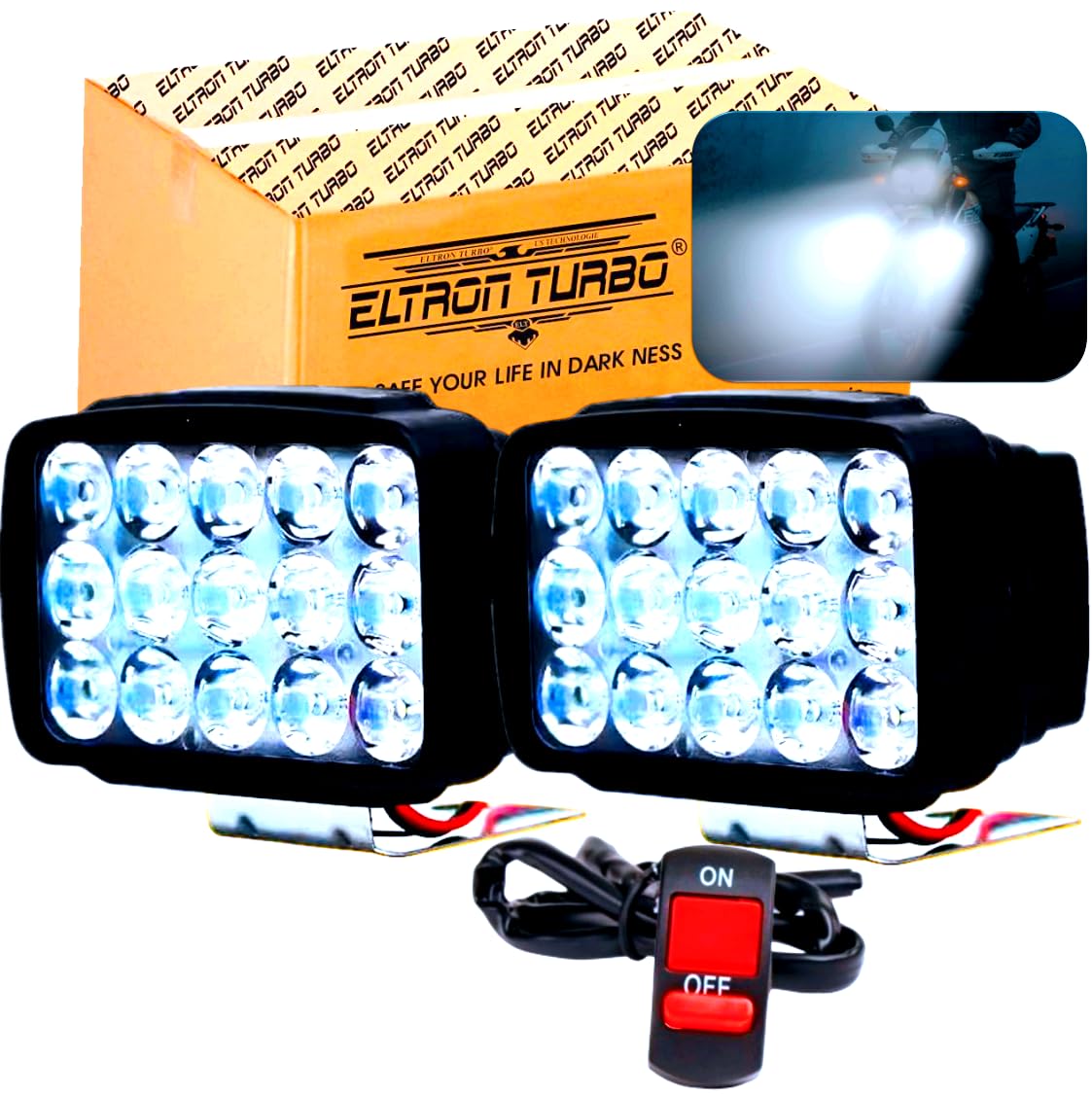 ELTRON TURBO ELT5412UYU 15 LED Fog Light 12V DC Power Imported Original White, Waterproof Fog Head Lamp, Bar Light Off-Roading Universal For All Bikes, Scooty, Motorcycle (Pack of 2) | LED-image-25
