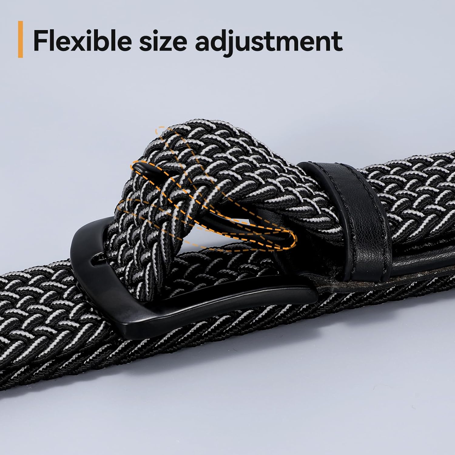 SUOSDEY Men Stretch Braided Belt, Elastic Belt for Jeans Pants Casual Golf Belt 1 3/8" - Image 4