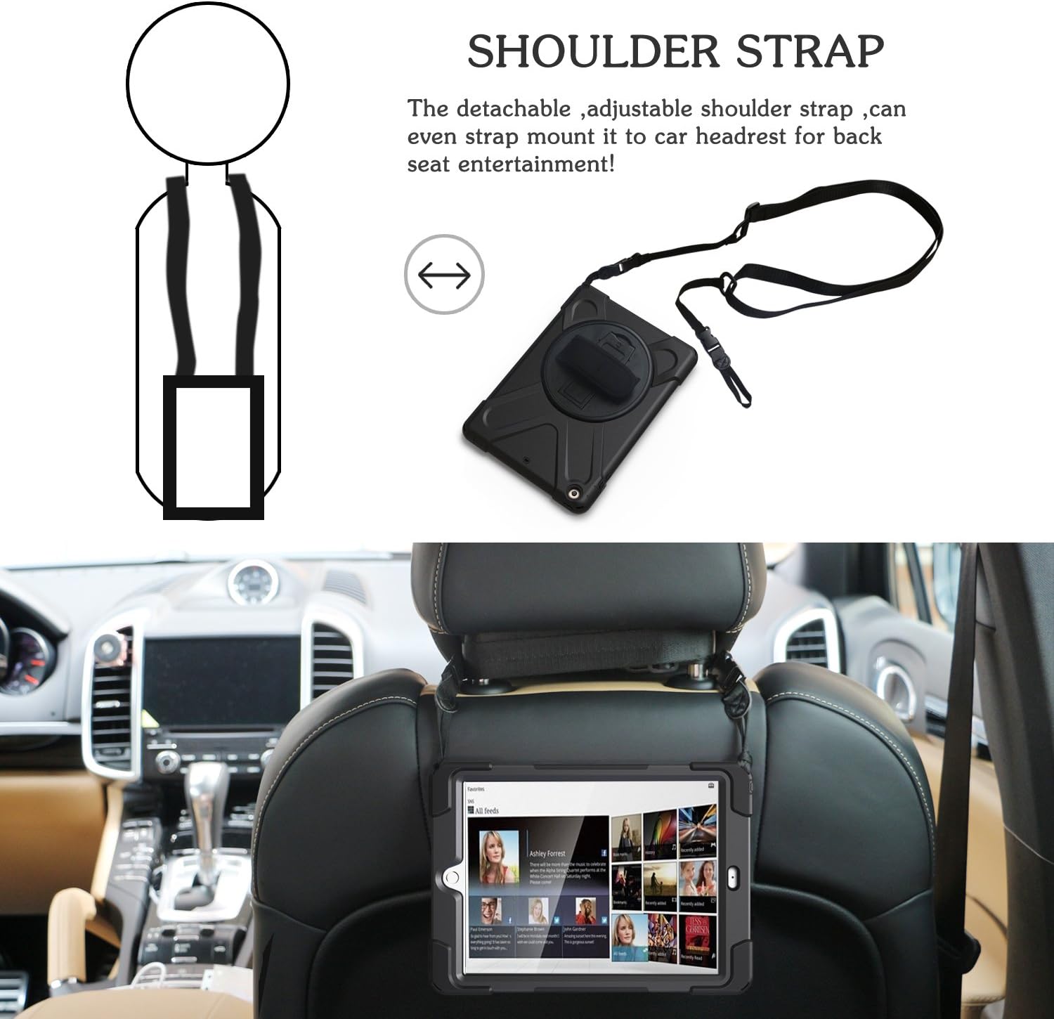 60% Off Discount BRAECN iPad Air Shockproof Case [Heavy Duty] Full-Body Rugged Protective Case with 360 Degree Swivel Kickstand/Hand Strap/Shoulder Strap for Apple iPad Air 1st Generation 9.7 inch Case (Black)