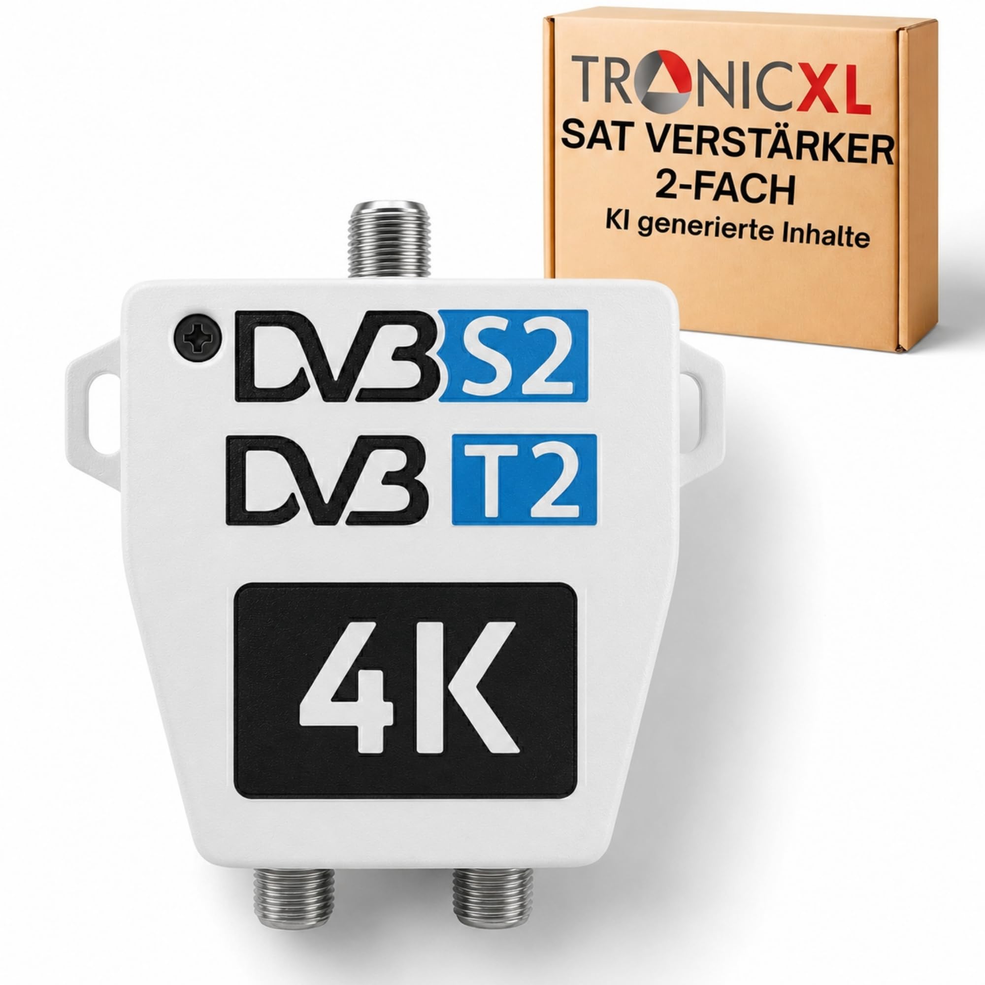 TronicXL Amplificatore antenna a 2 vie per DVBT e DVBS SAT Splitter Amplificatore con vite di messa a terra I Distributore antenna morbido DVB-S2 DVB-T2 Morbido amplificatore di segnale 3D 4K HDTV