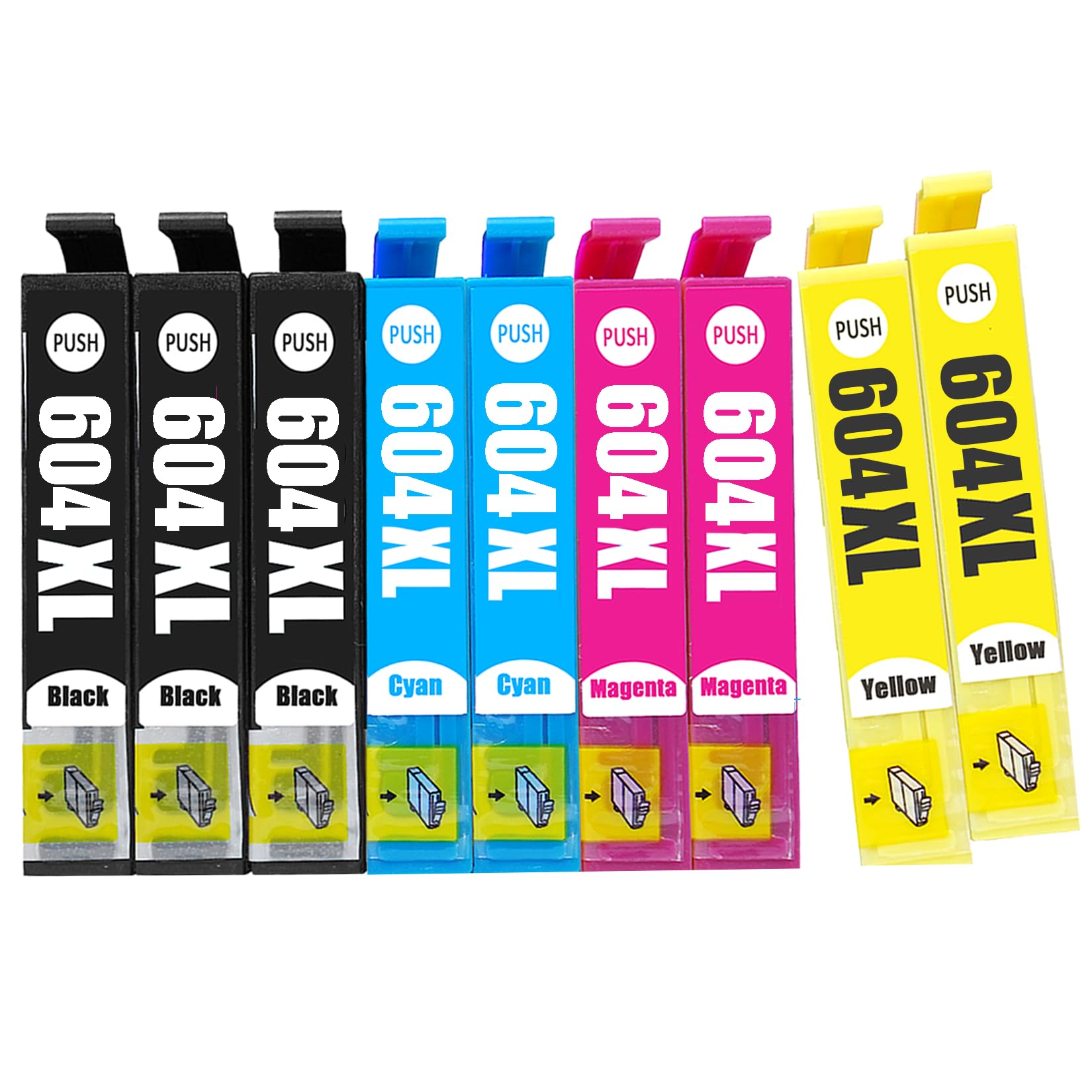 HL4win 604XL Compatibile per Cartucce Epson 604 XL Multipack per Expression Home XP-2200 XP-2205 XP-3200 XP-4200 Workforce WF-2910 WF-2930 WF-2950 (3 Nero, 2 Ciano, 2 Magenta, 2 Giallo)