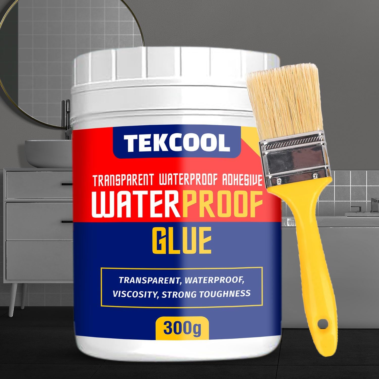 Crack Seal Glue 300gm with Brush Transparent Waterproof Resin Epoxy for Roof Leakage Crack Seal Agent Roof Water Leakage Solution Water Proof Glue for Waterproofing (300 GM / 1 Pack),