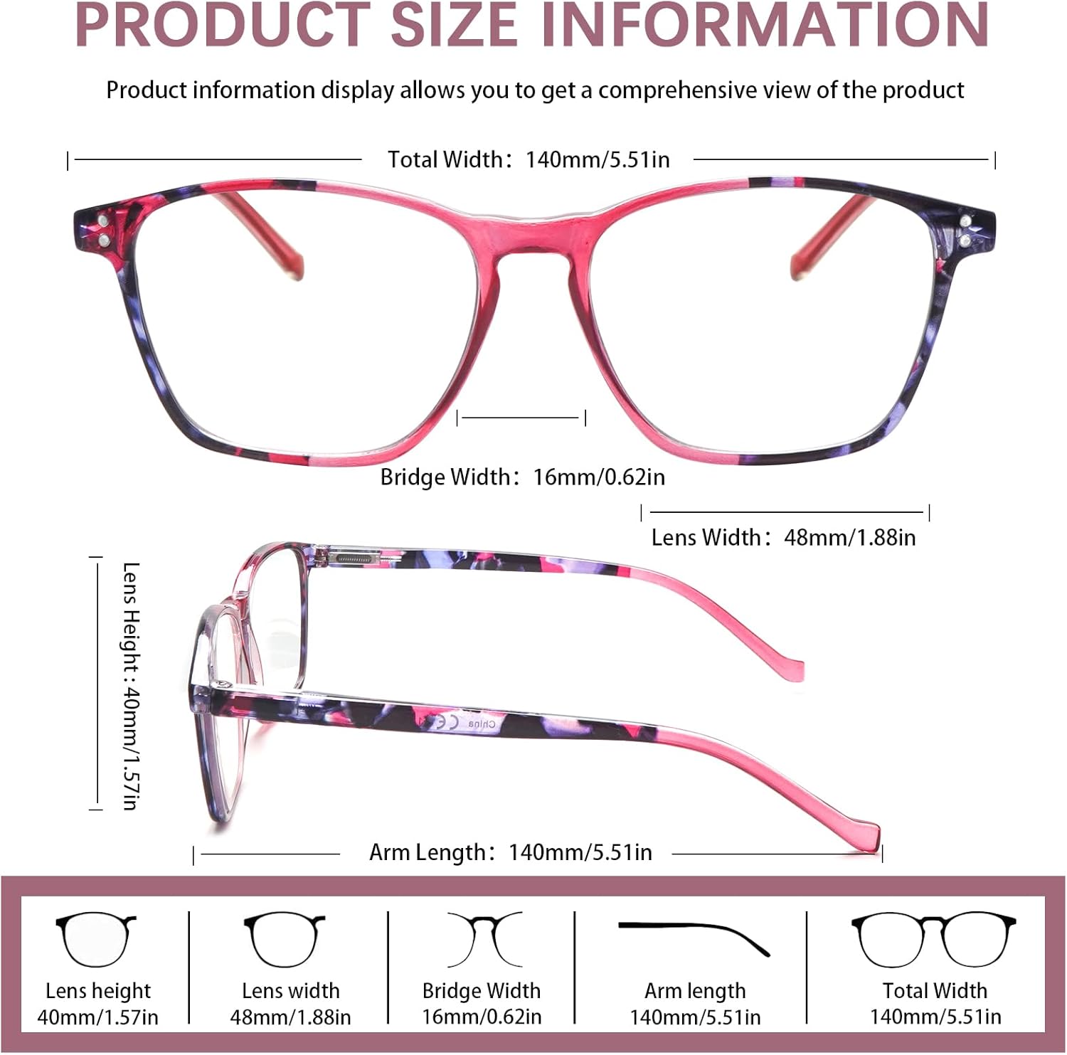 Progressive Multifocal Reading Glasses,4 Pack Blue Light Blocking for Women Spring Hinge Pattern Print Eyeglasses - Image 2