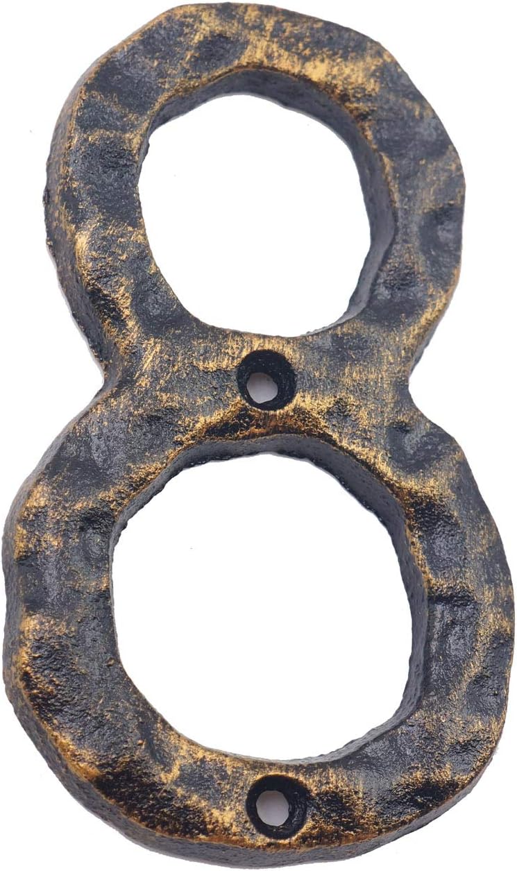 5.5" ( # 0 - # 9) Antique Cronze Finish Cast Iron House Address Number Metal Business Phone Numbers (# 8)
