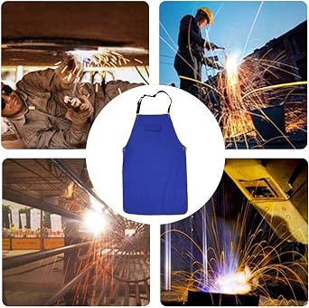 Flame Retardant Welding Apron, Fire Resistant Safety Work Apron with Pockets and Adjustable Straps, Tear Resistant, Washable, for Welding, Metal Processing