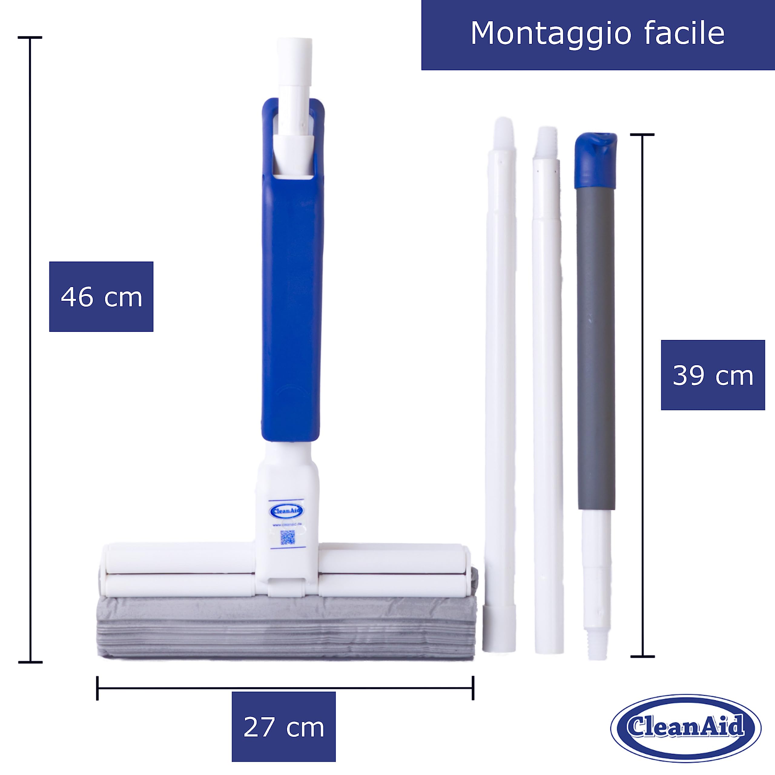 OneTouch Magic CleanAid, scopa mocio in PVA, ultra assorbente, permette di pulire i pavimenti senza bagnarsi e sporcarsi, ideale per tutte le superfici lisce