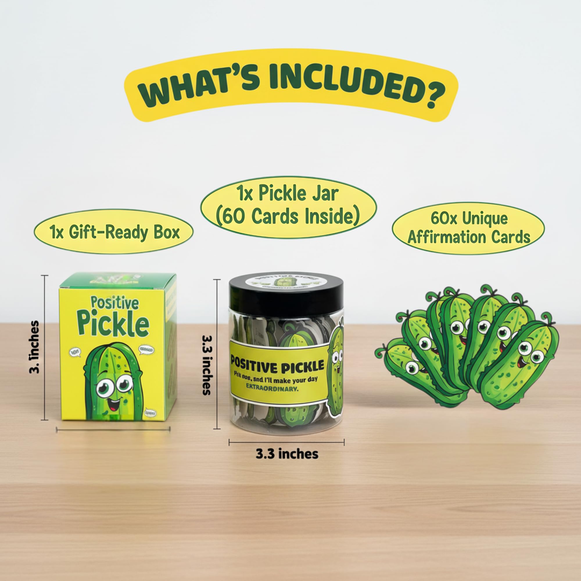 DEARMINE 60 Positive Pickle Cards Jar, Graduation Gifts, Mothers Day Birthday Gifts for Mom, Women, Coworkers, Adults, Teachers, Friends, Teen Boys, Teen Girl Gifts Trendy Stuff