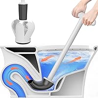 Cinola Upgraded Dual Handle Toilet Plunger with Wall-Mount Holder & Drip Tray - Hygienic Bathroom Storage, White