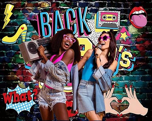 Miniatura 5 de Fondo de regreso a los años 90 para decoraciones de fiesta, 10 x 8 pies, tela grande, graffiti, hip-pop, fondo de fotografía, telón de fondo de