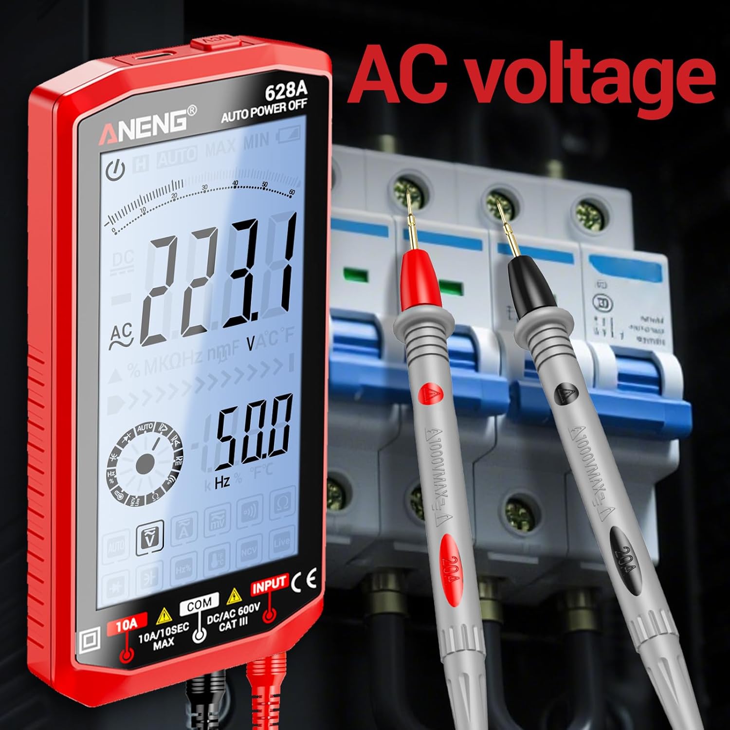 ANENG Multimeter,Digital Voltmeter Tester,TRMS 6000 Counts Rechargeable Meter Measures AC/DC Voltage,Current,Resistance,Capacitance,Temperature,Hz,NCV,Diode,Continuity Auto Ranging Electircal Tools
