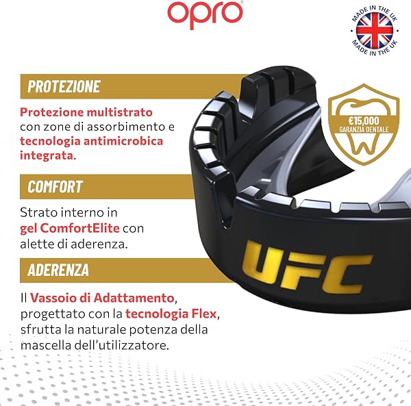 OPRO Paradenti per Apparecchi Ortodontici – Livello Oro – Paradenti per Boxe, MMA, Rugby, Hockey – Protezione Dentale Adulti (Età 10+) – Aderenza Ottimale – Facile da Modellare – Con Garanzia Dentale - 3