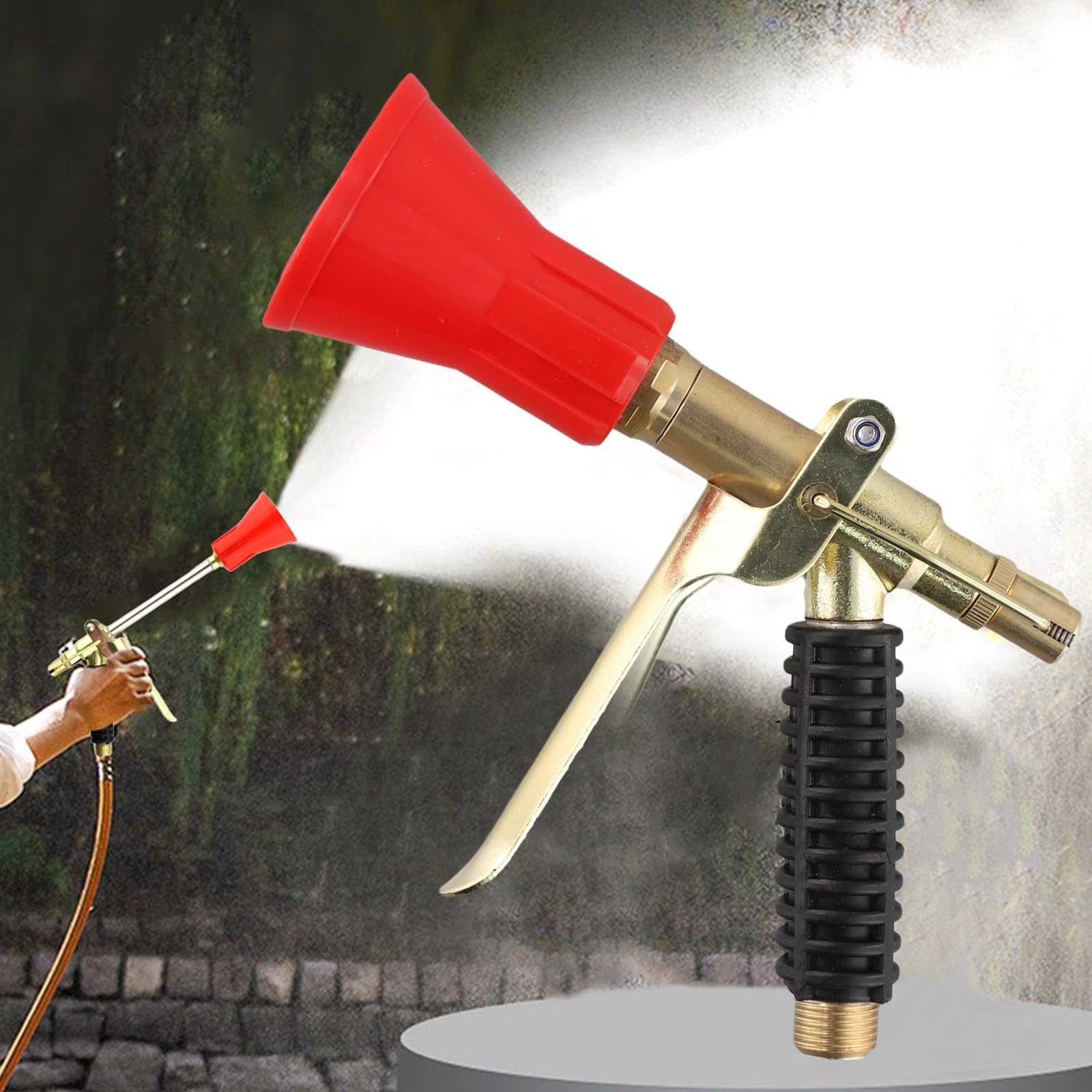 Pulverizador agrícola de alta presión con núcleo de cobre y boquilla atomizadora giratoria, múltiples modos de salida de agua para jardines, césped y limpieza, atomización fina y diseño resistente al