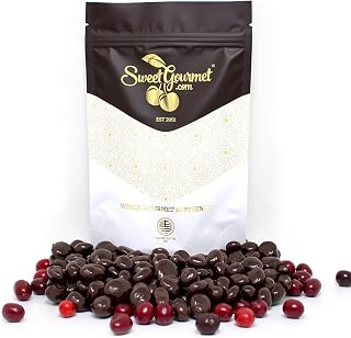 SweetGourmet Dark Chocolate Covered Cranberries, Gluten-Free, 1 Pound Resealable Pouch