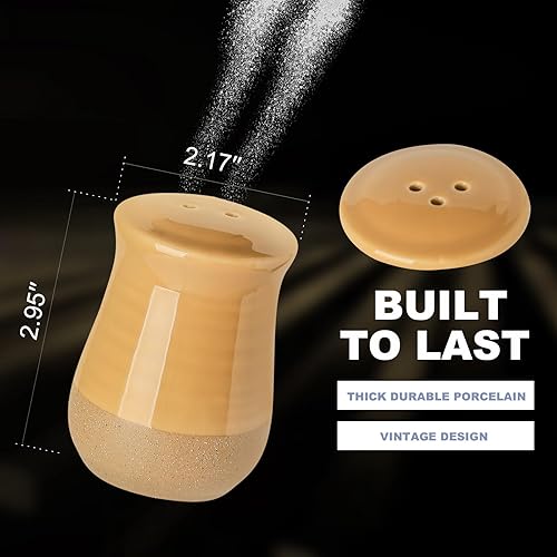 Miniatura 4 de Hasense Salero y pimentero, juego de 2 saleros de cerámica, lindo agitador de azúcar para especias para encimera, juego de recipientes de sal y