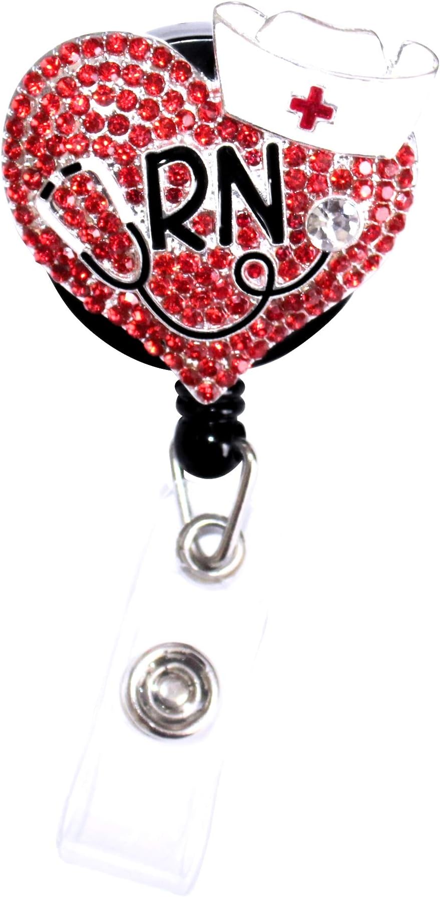 1Pcs Red RN Heart Nurse Badge Holder - Nurse Gifts for Women, Nurse Badge Reel Retractable, Cute Nurse Graduation Gift, Id Name Tag for Nurses, Red Heart Badge