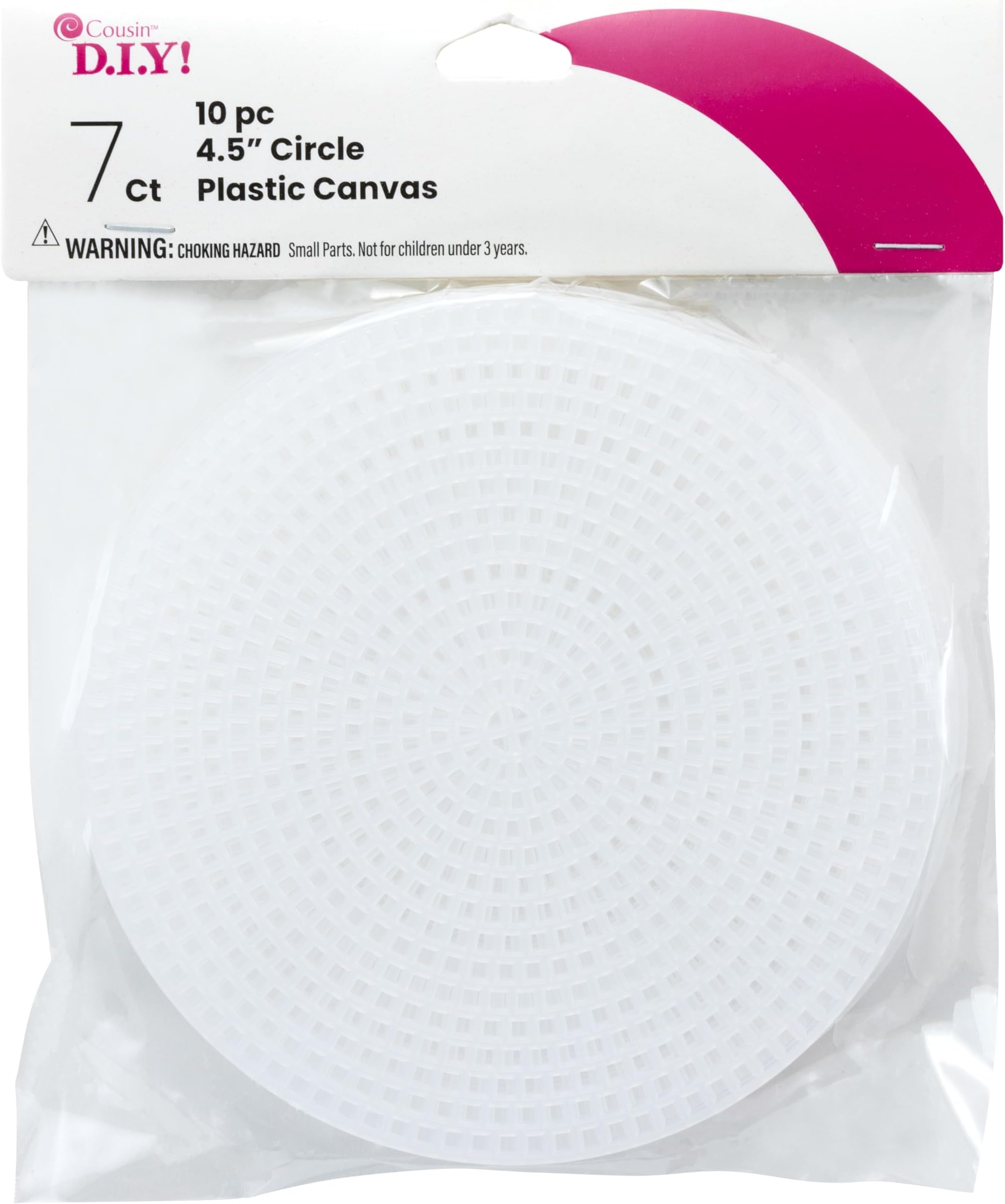 Cousin DIY Plastic Stitching Canvas Shapes 7 Holes per inch 4.5" 10/Pkg, White,40000717